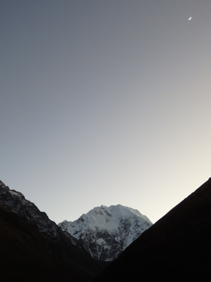 The view of Salkantay in the early morning. 