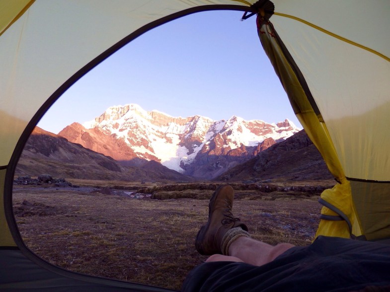 camp spot, view from tent